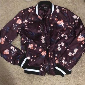 Floral maroon bomber jacket